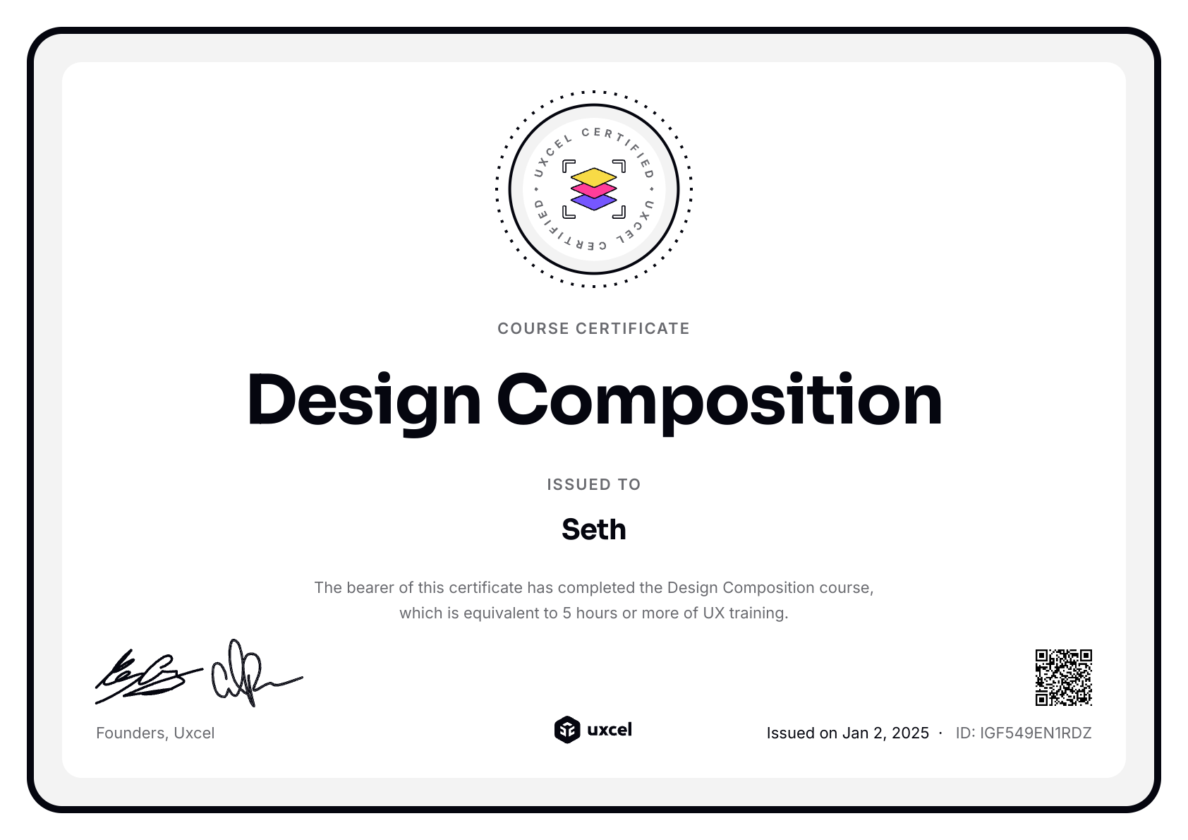 Seth's certificate